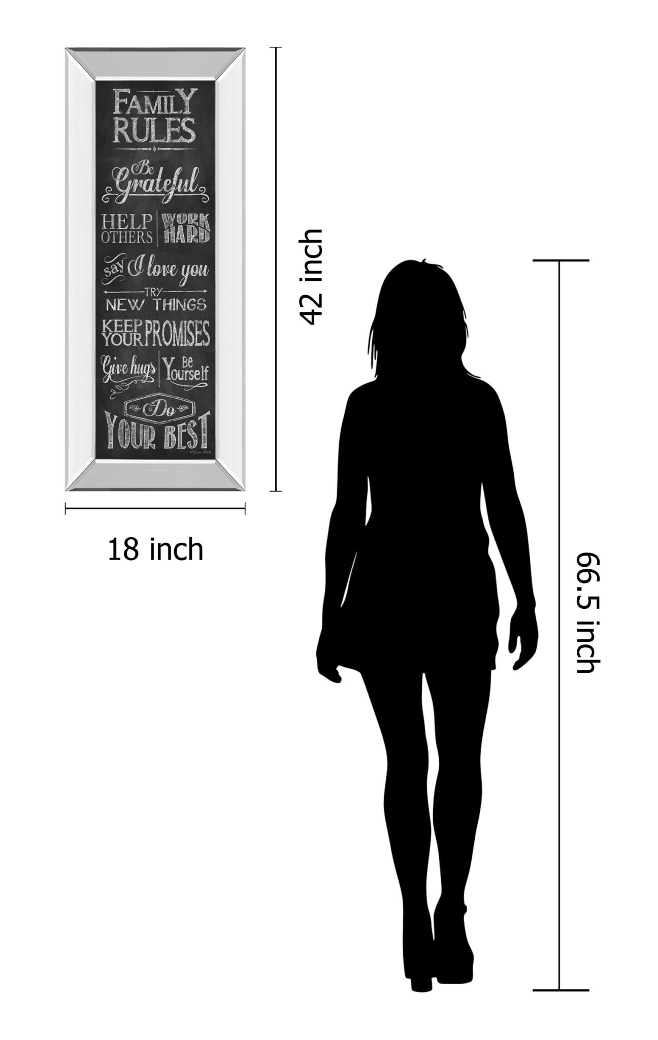 Mirrored Frame Family Rules By Susan Ball 18X42 Mirror Frame Print