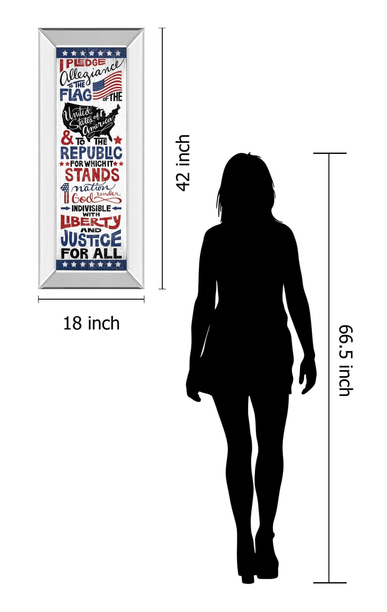 Mirrored Frame Pledge Of Allegiance By Susan Ball 18X42 Mirror Frame Print