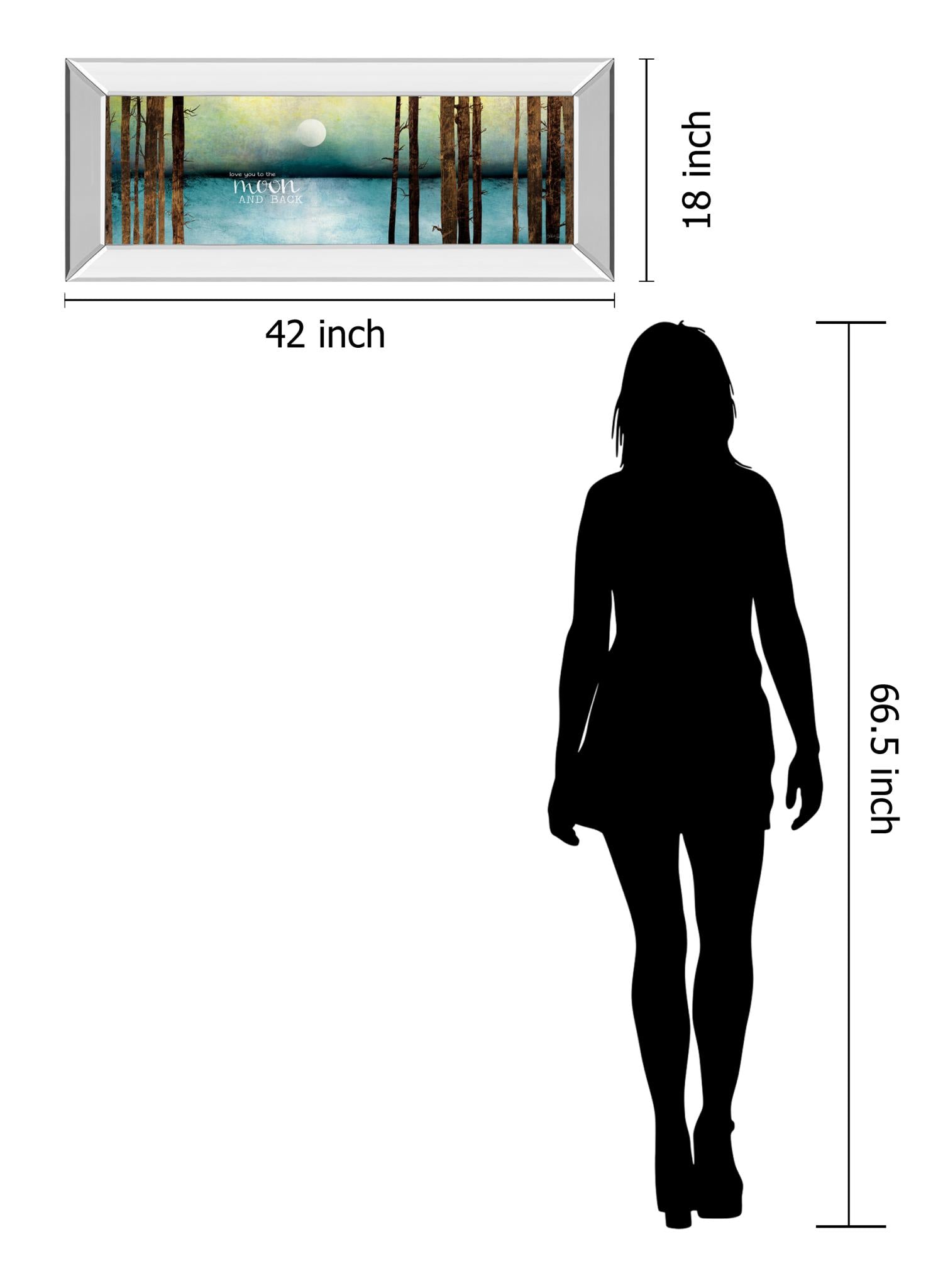 Mirrored Frame Love You To The Moon And Back By Marla Rae 18X42 Mirror Frame Print