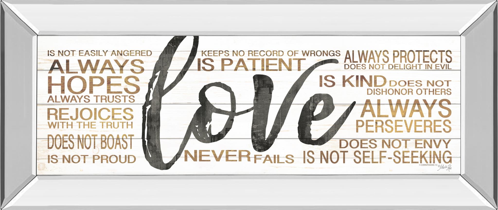 Mirrored Frame Love  By Marla Rae 18X42 Mirror Frame Print