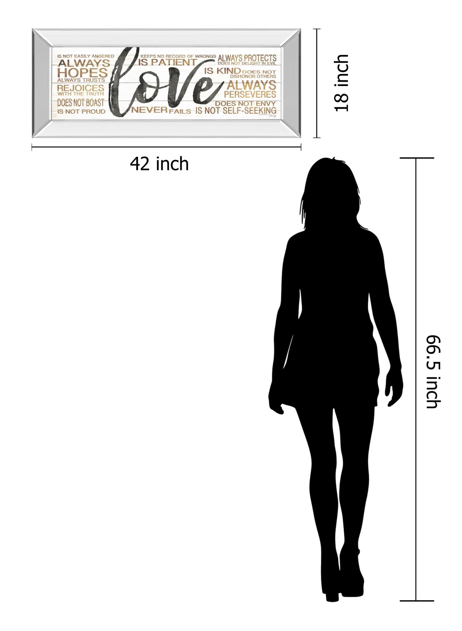 Mirrored Frame Love  By Marla Rae 18X42 Mirror Frame Print