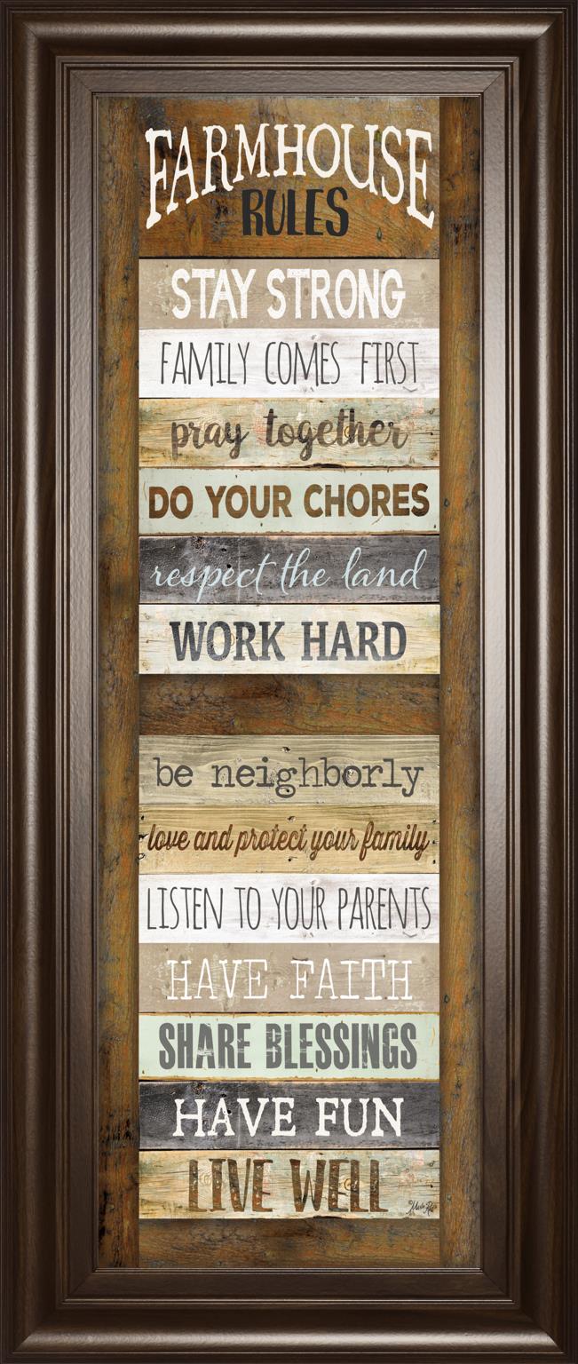 Farmhouse Rules Shutter  By Marla Rae ***Monl*** 18X42 Framed Print
