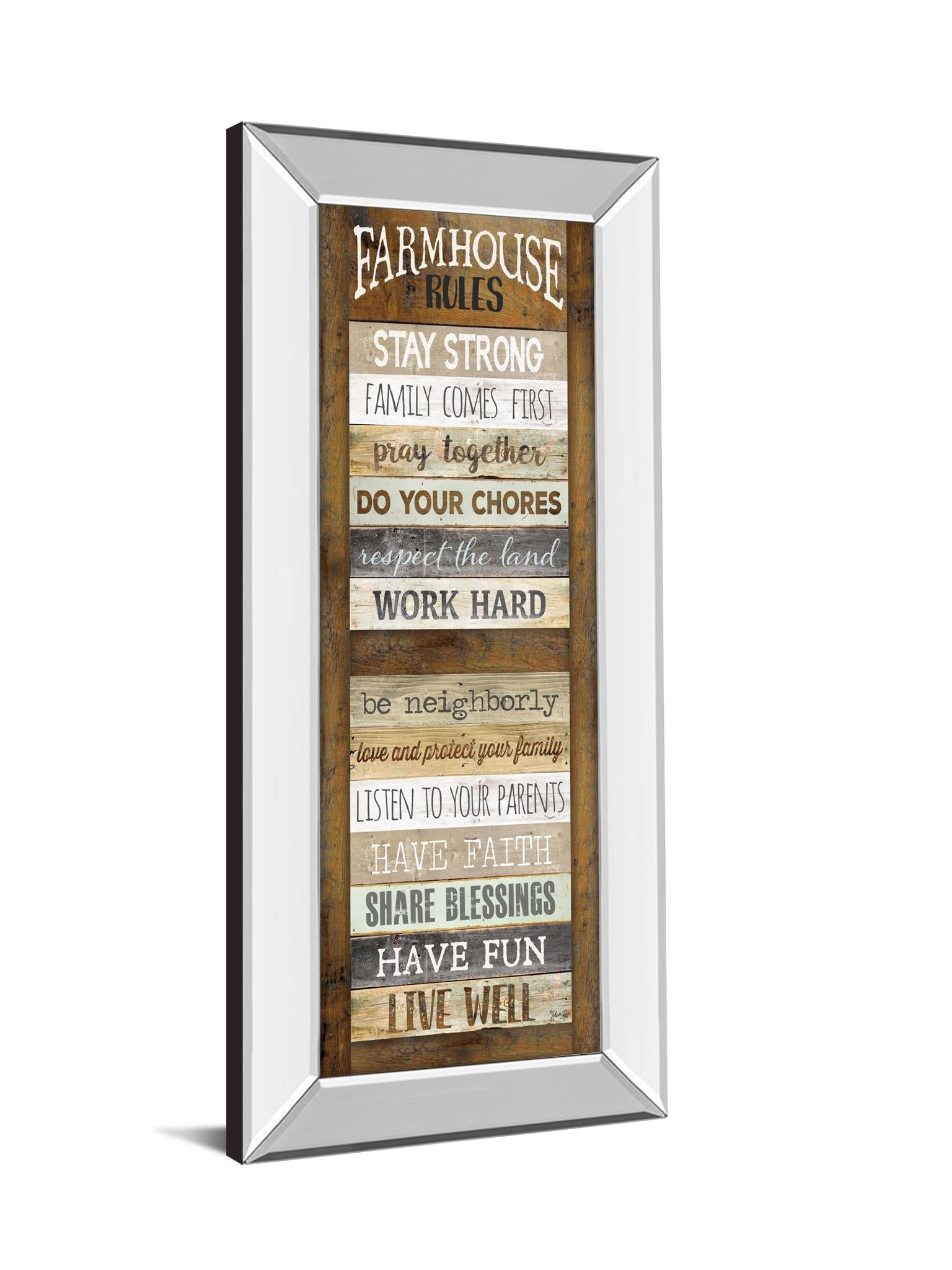 Mirrored Frame Farmhouse Rules Shutter  By Marla Rae ***Monl*** 18X42 Mirror Frame Print