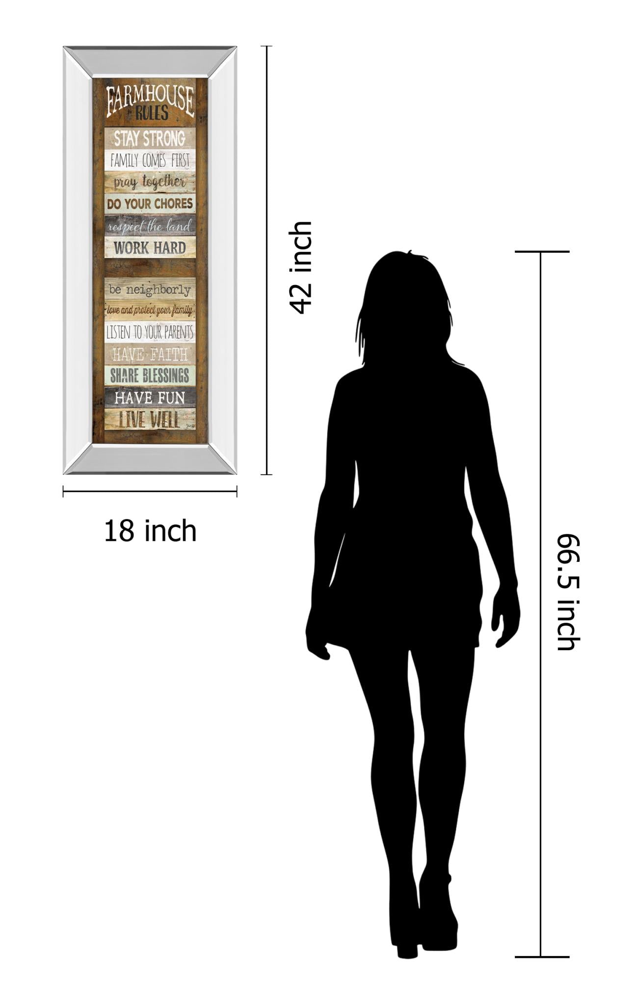 Mirrored Frame Farmhouse Rules Shutter  By Marla Rae ***Monl*** 18X42 Mirror Frame Print