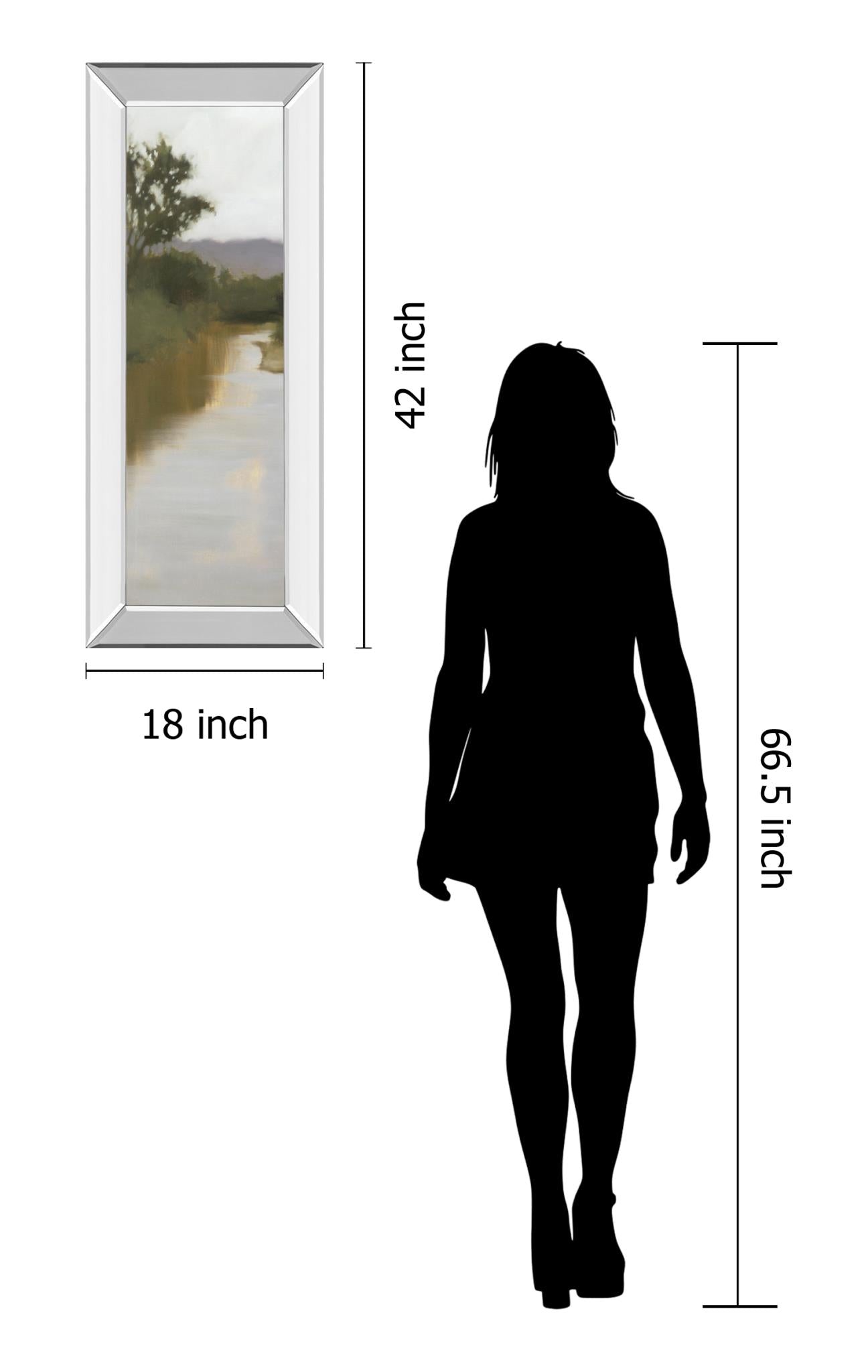 Mirrored Frame River Journey By Megan Lightell 18X42 Mirror Frame Print