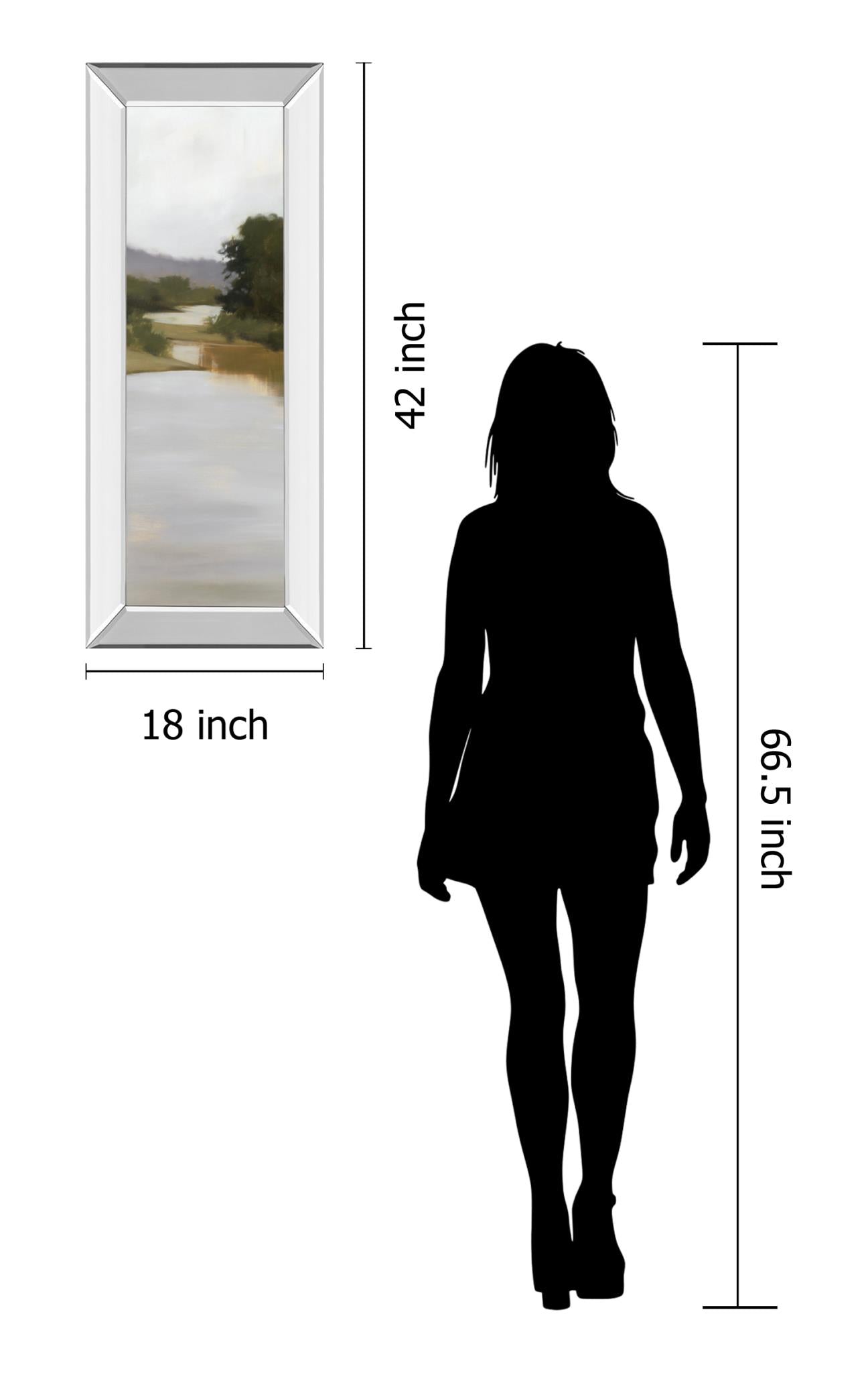 Mirrored Frame River Journey By Megan Lightell 18X42 Mirror Frame Print