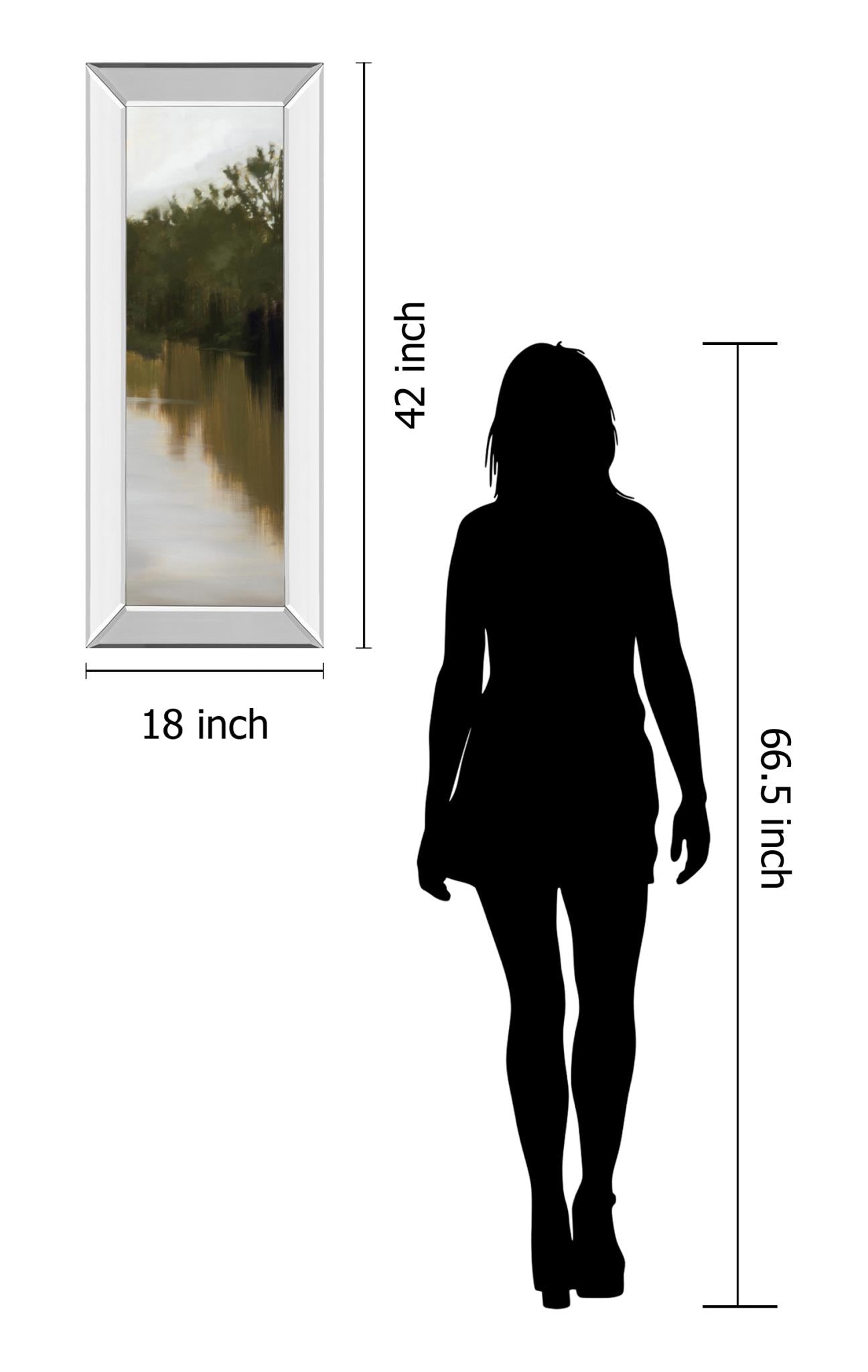 Mirrored Frame River Journey By Megan Lightell 18X42 Mirror Frame Print