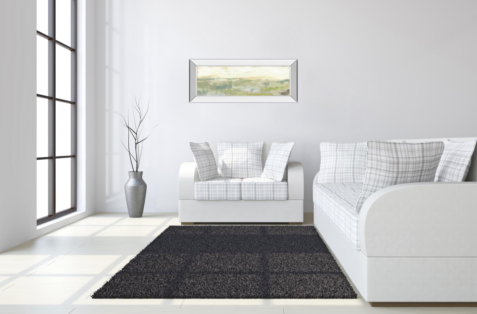 Mirrored Frame Greenery Horizon Line Ii By Jennifer Goldberger 18X42 Mirror Frame Print