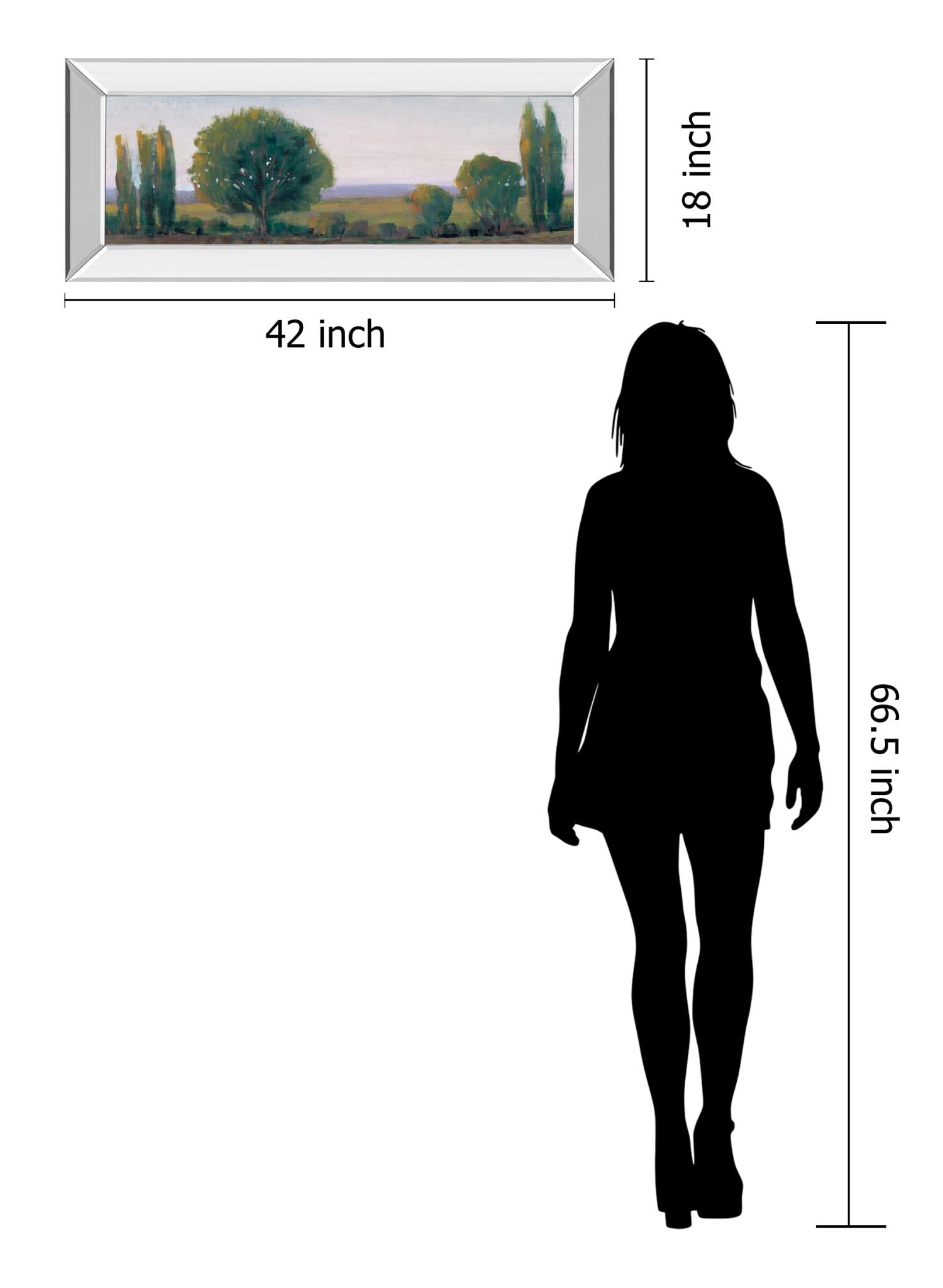 Mirrored Frame Panoramic Treeline I By Tim Otoole 18X42 Mirror Frame Print