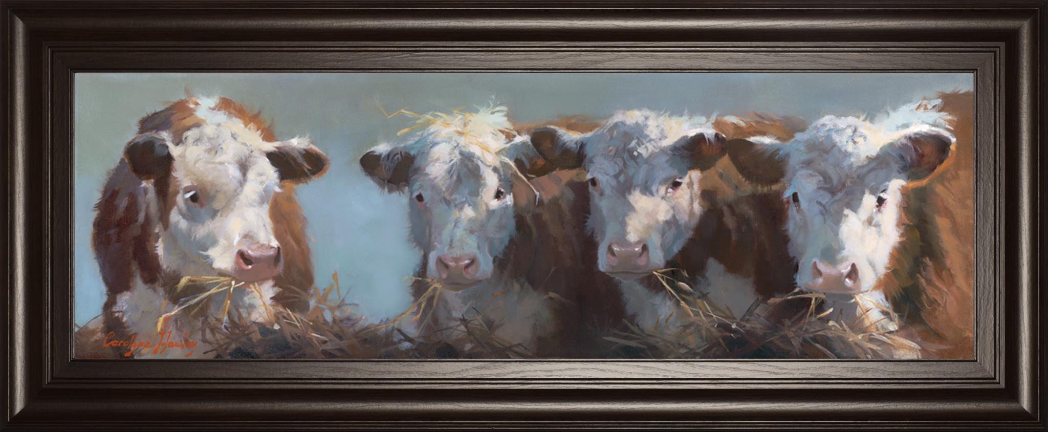 Little Bull & The Babes By Carolyne Hawley 18X42 Framed Print