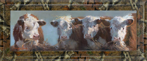 Little Bull & The Babes By Carolyne Hawley 18X42 Framed Print