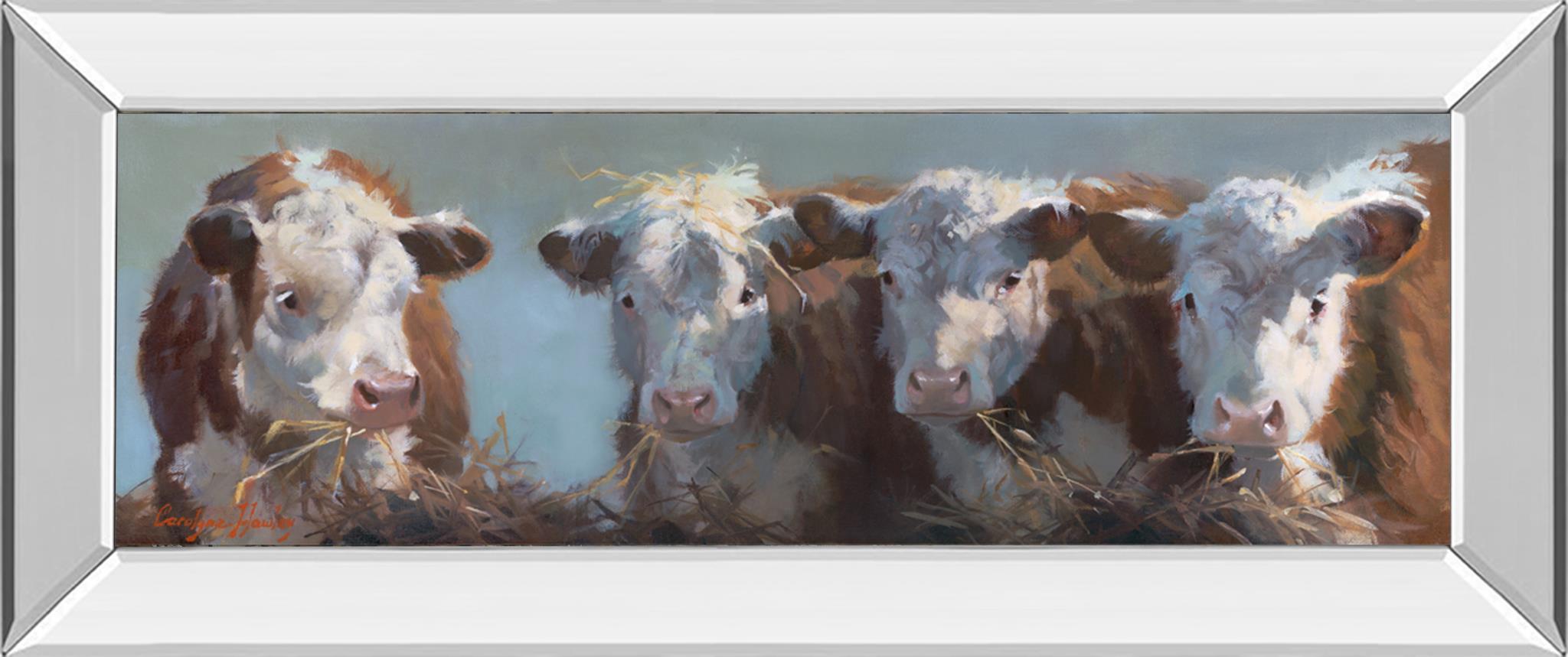 Mirrored Frame Little Bull & The Babes By Carolyne Hawley 18X42 Mirror Frame Print