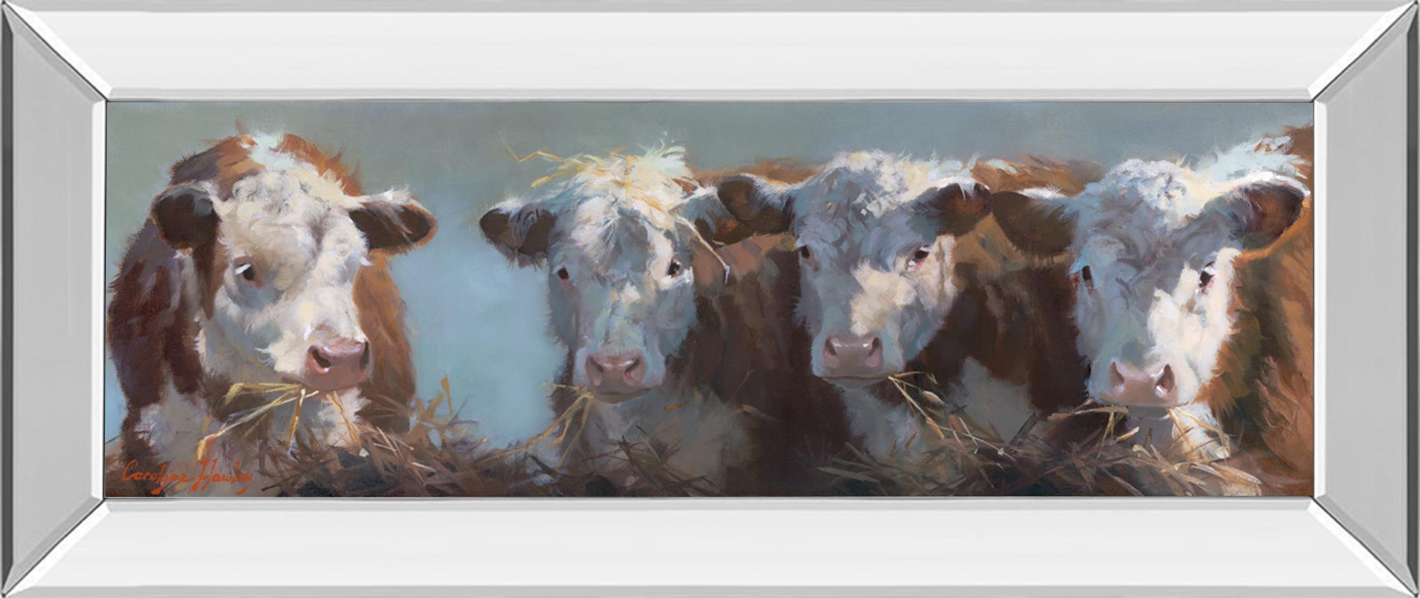 Mirrored Frame Little Bull & The Babes By Carolyne Hawley 18X42 Mirror Frame Print