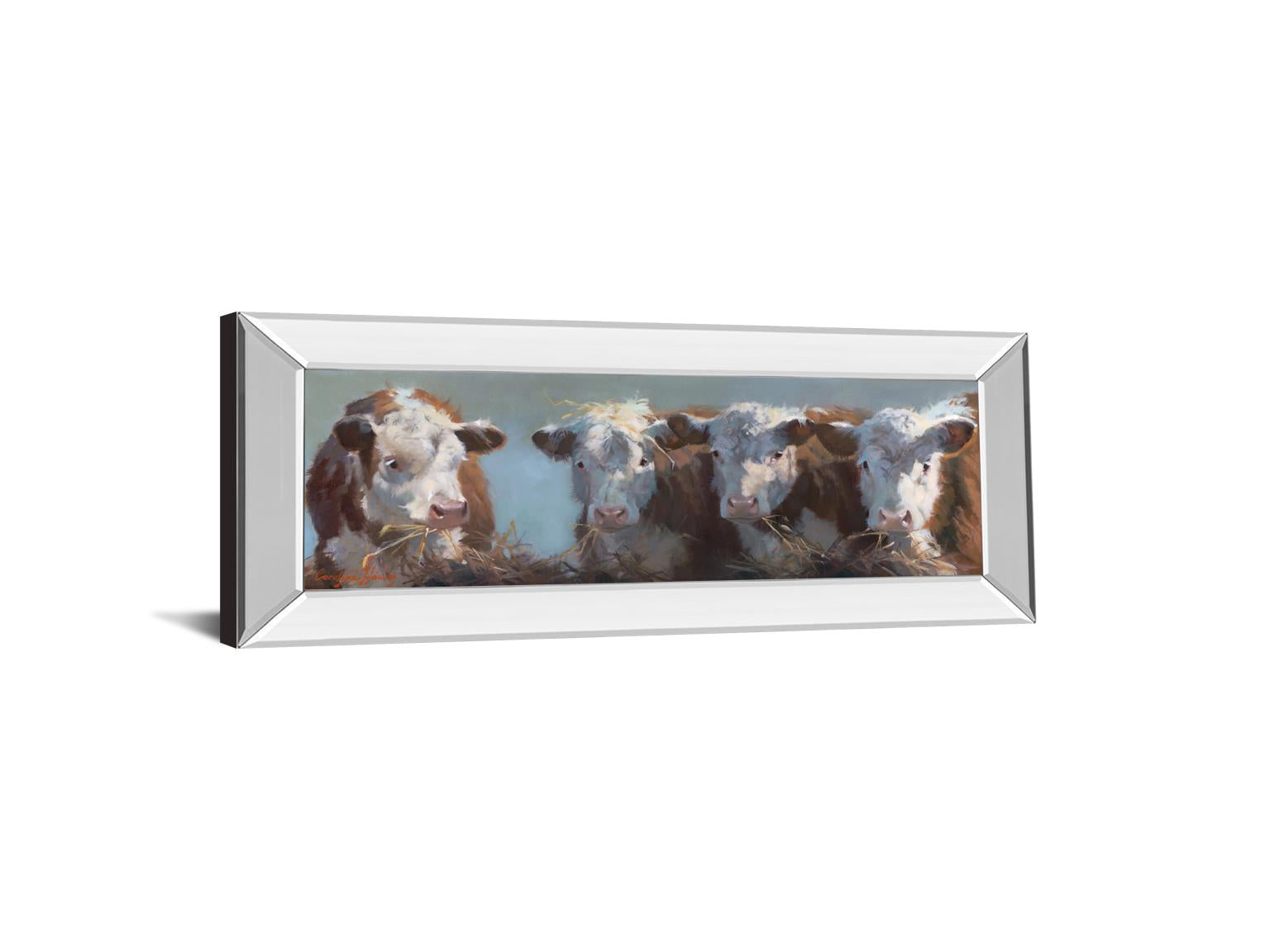 Mirrored Frame Little Bull & The Babes By Carolyne Hawley 18X42 Mirror Frame Print