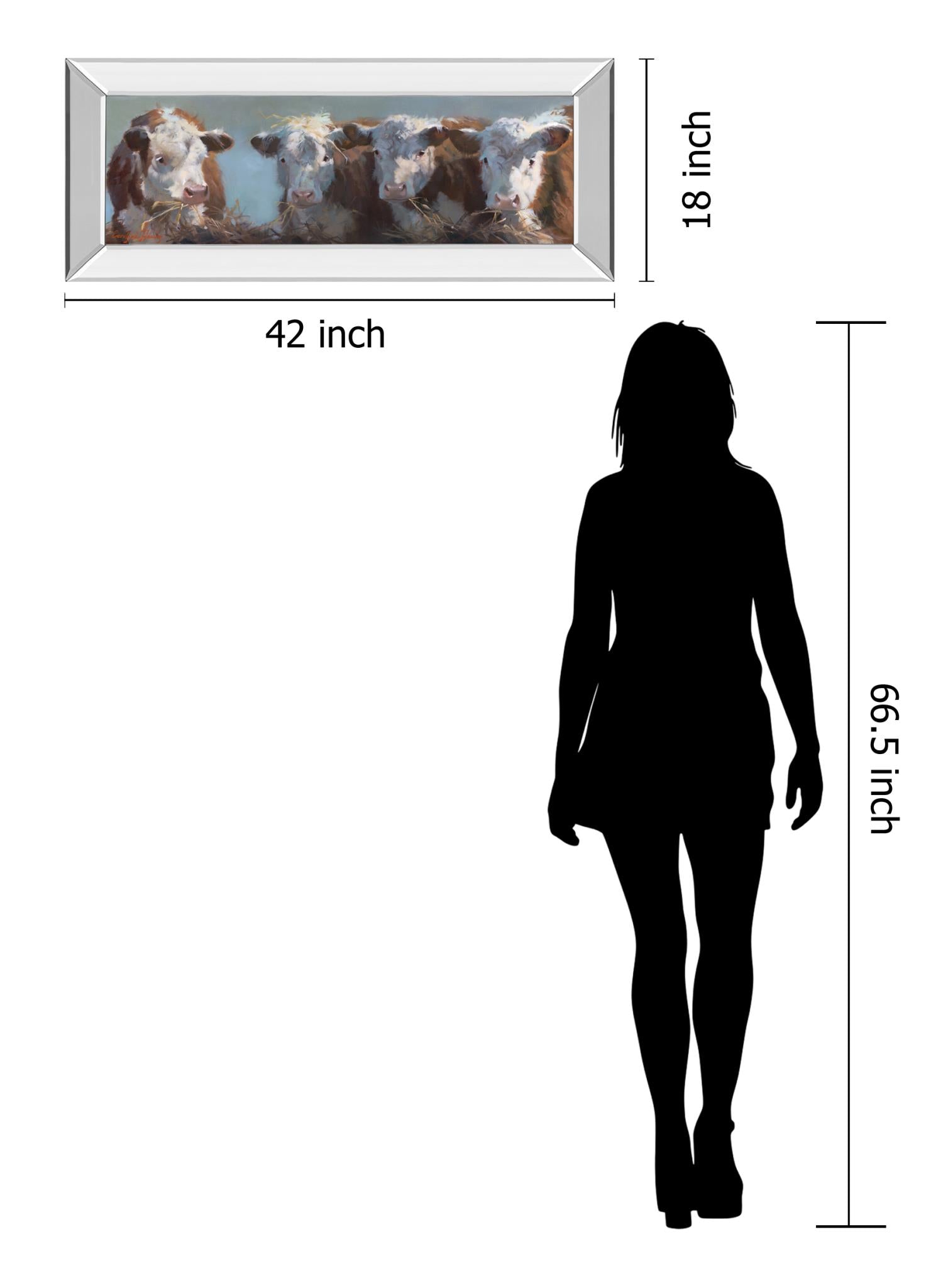 Mirrored Frame Little Bull & The Babes By Carolyne Hawley 18X42 Mirror Frame Print