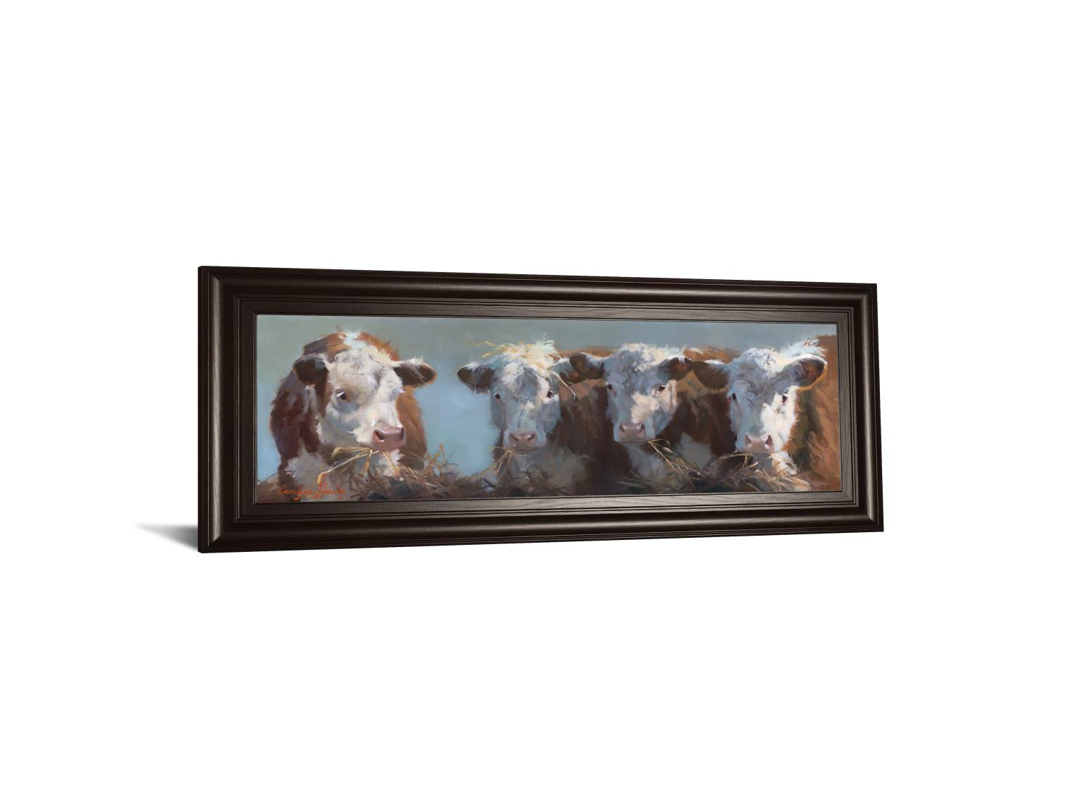 Little Bull & The Babes By Carolyne Hawley 18X42 Framed Print