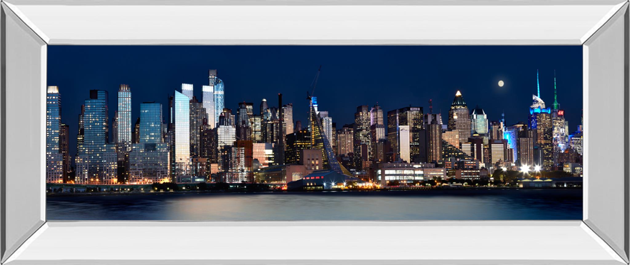 Mirrored Frame New York At Night Xi By James Mcloughlin 18X42 Mirror Frame Print
