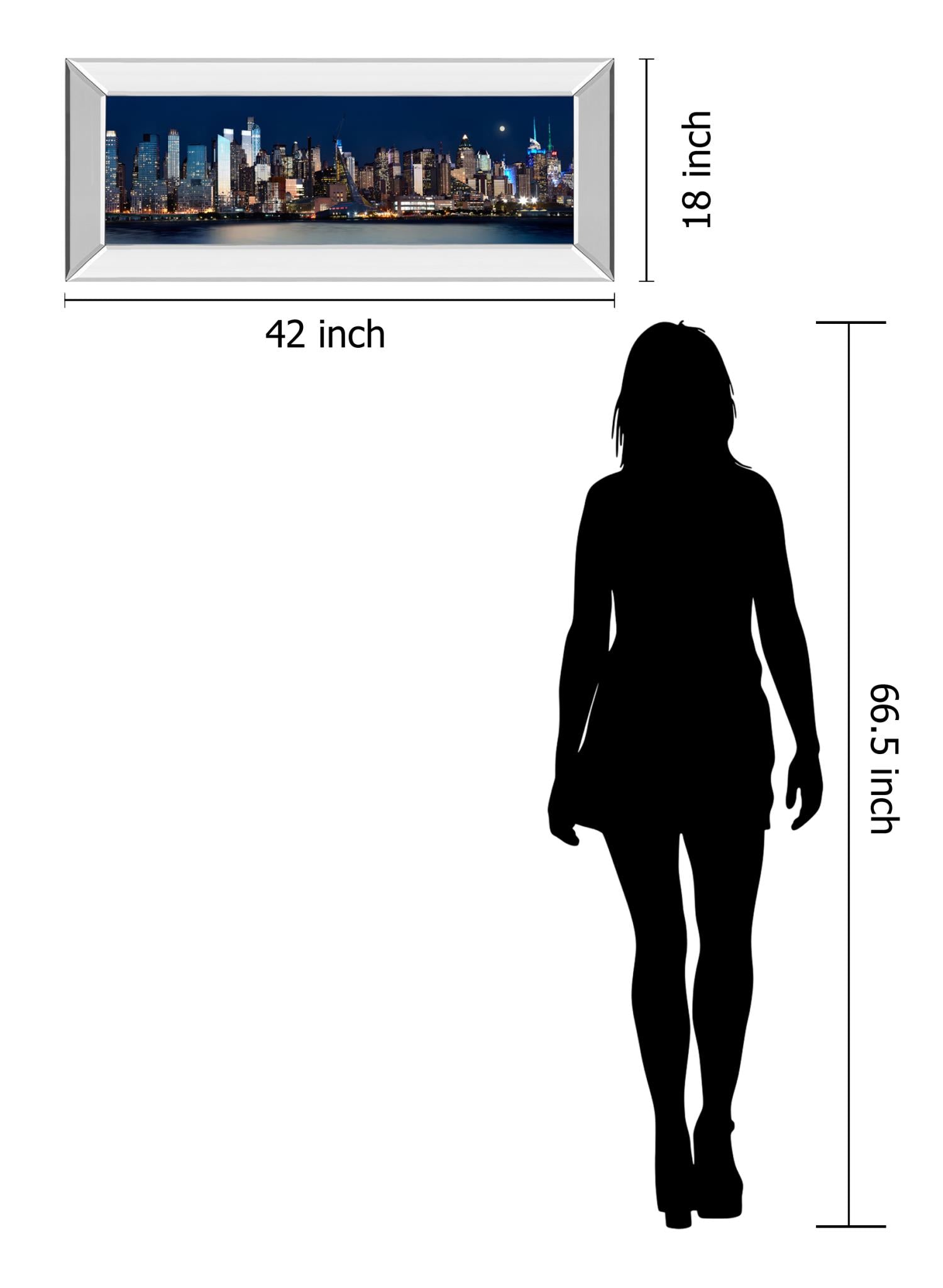 Mirrored Frame New York At Night Xi By James Mcloughlin 18X42 Mirror Frame Print