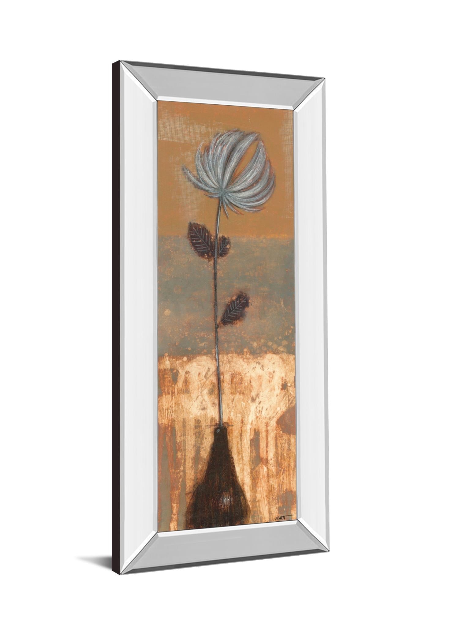 Mirrored Frame Solitary Flower Ii By Norman Wyatt 18X42 Mirror Frame Print
