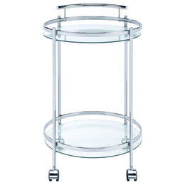 Chrissy 2-tier Round Glass Shelf Metal Bar Cart Brass