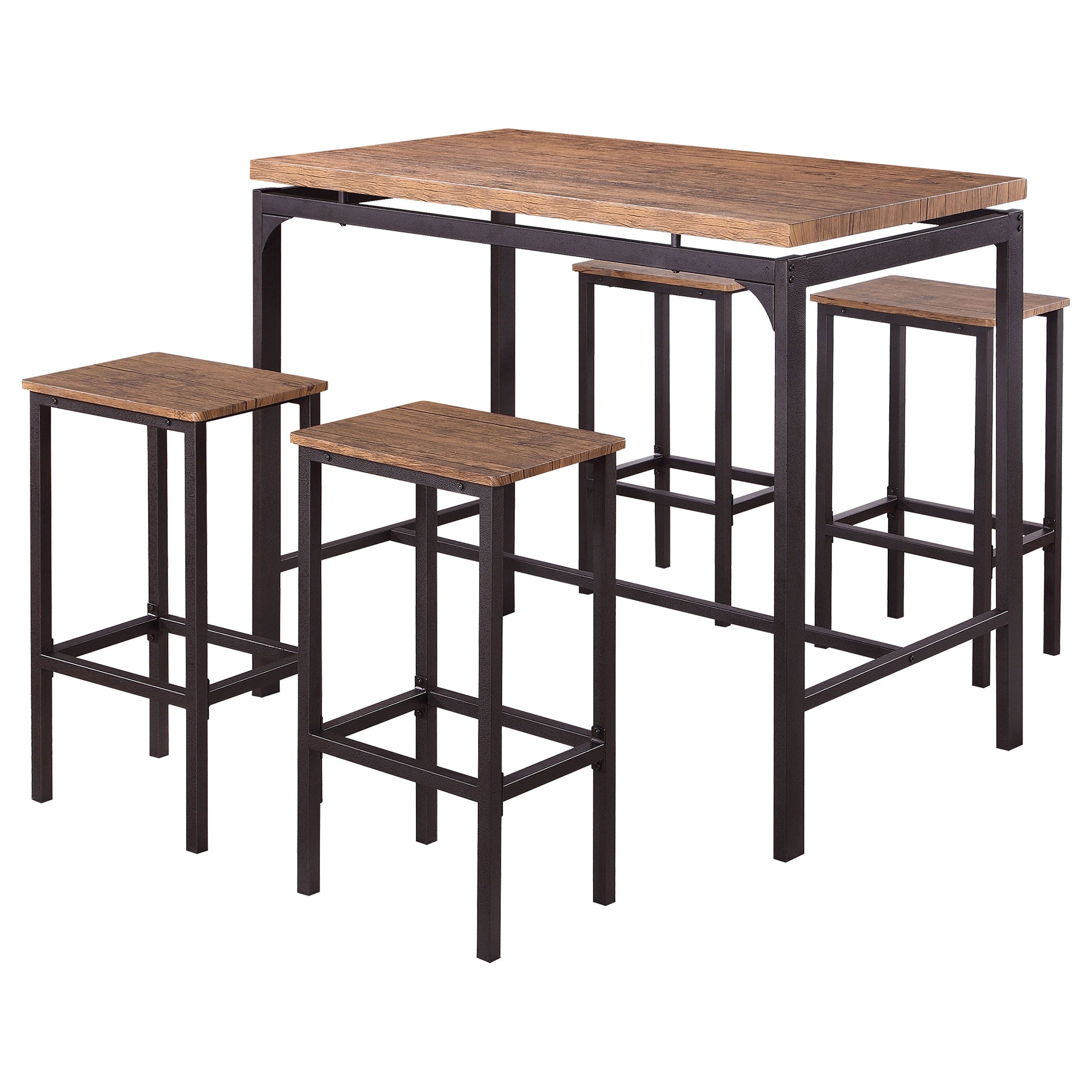 Santana  Pub Height Bar Table Set Weathered Chestnut