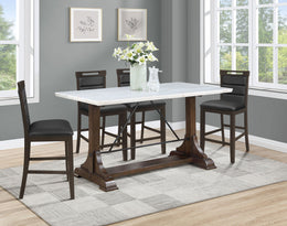 Aldrich  Marble Counter Height Dining Table Set White