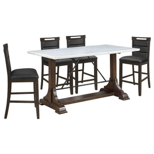 Aldrich  Marble Counter Height Dining Table Set White
