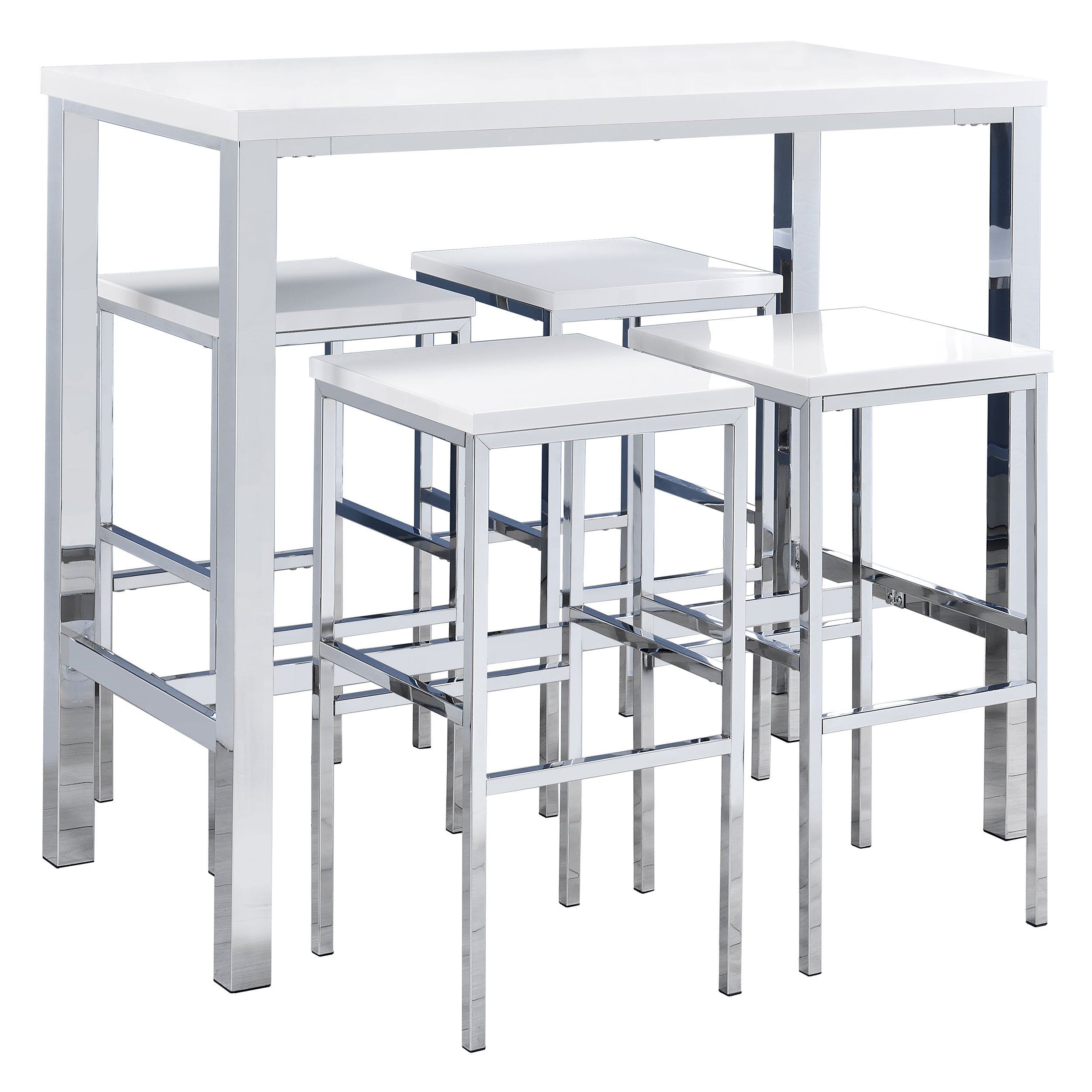 Natividad  Pub Height Bar Table Set White High Gloss