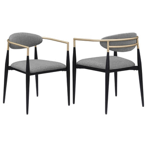 Alexis Fabric Upholstered Dining Arm Chair Beige (Set of 2)