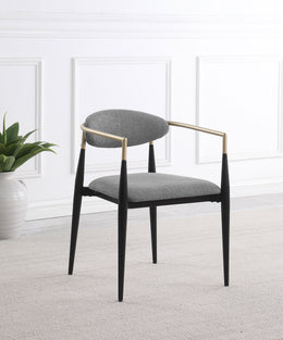 Alexis Fabric Upholstered Dining Arm Chair Beige (Set of 2)