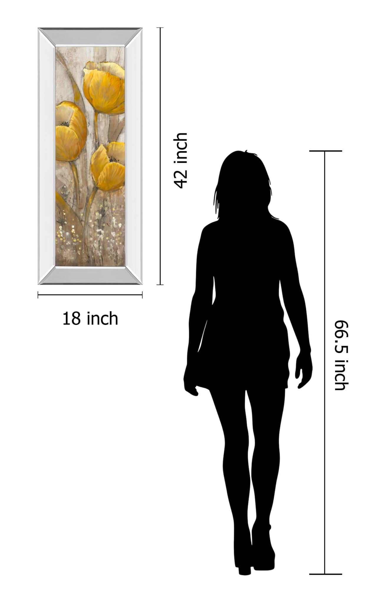 Mirrored Frame Ochre Tulips Ii By Tim Otoole 18X42 Mirror Frame Print