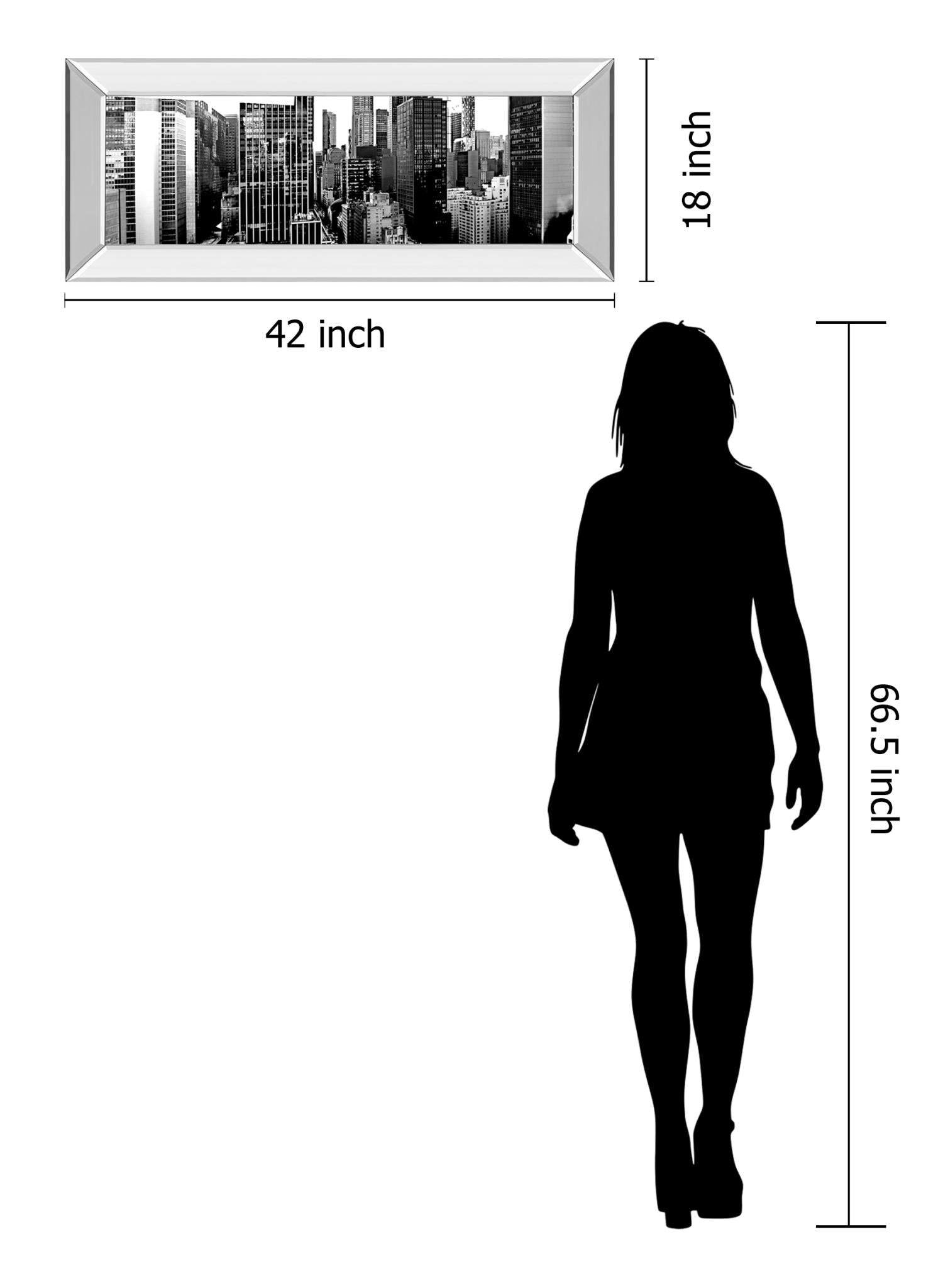 Mirrored Frame Panorama Of Nyc Vii By Jeff Pica 18X42 Mirror Frame Print