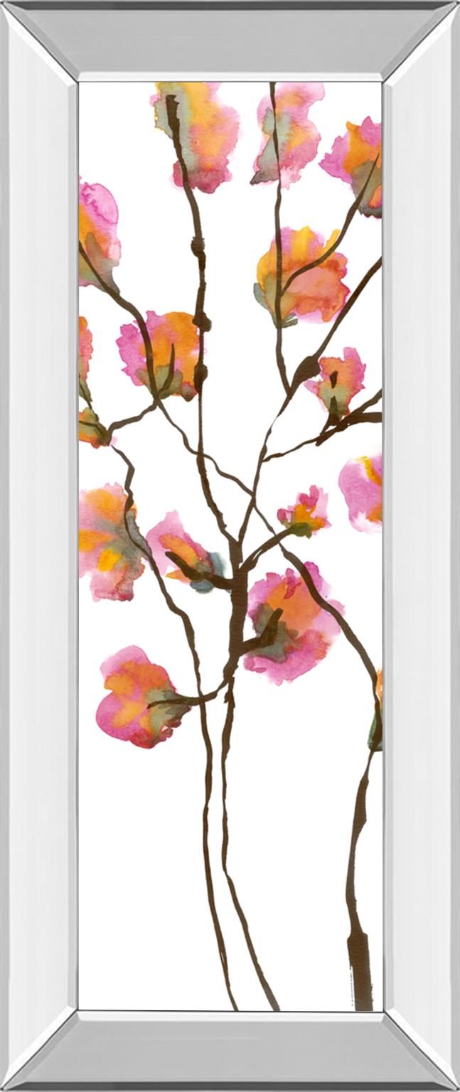 Mirrored Frame Inky Blossoms I By Deborah Velasquez 18X42 Mirror Frame Print