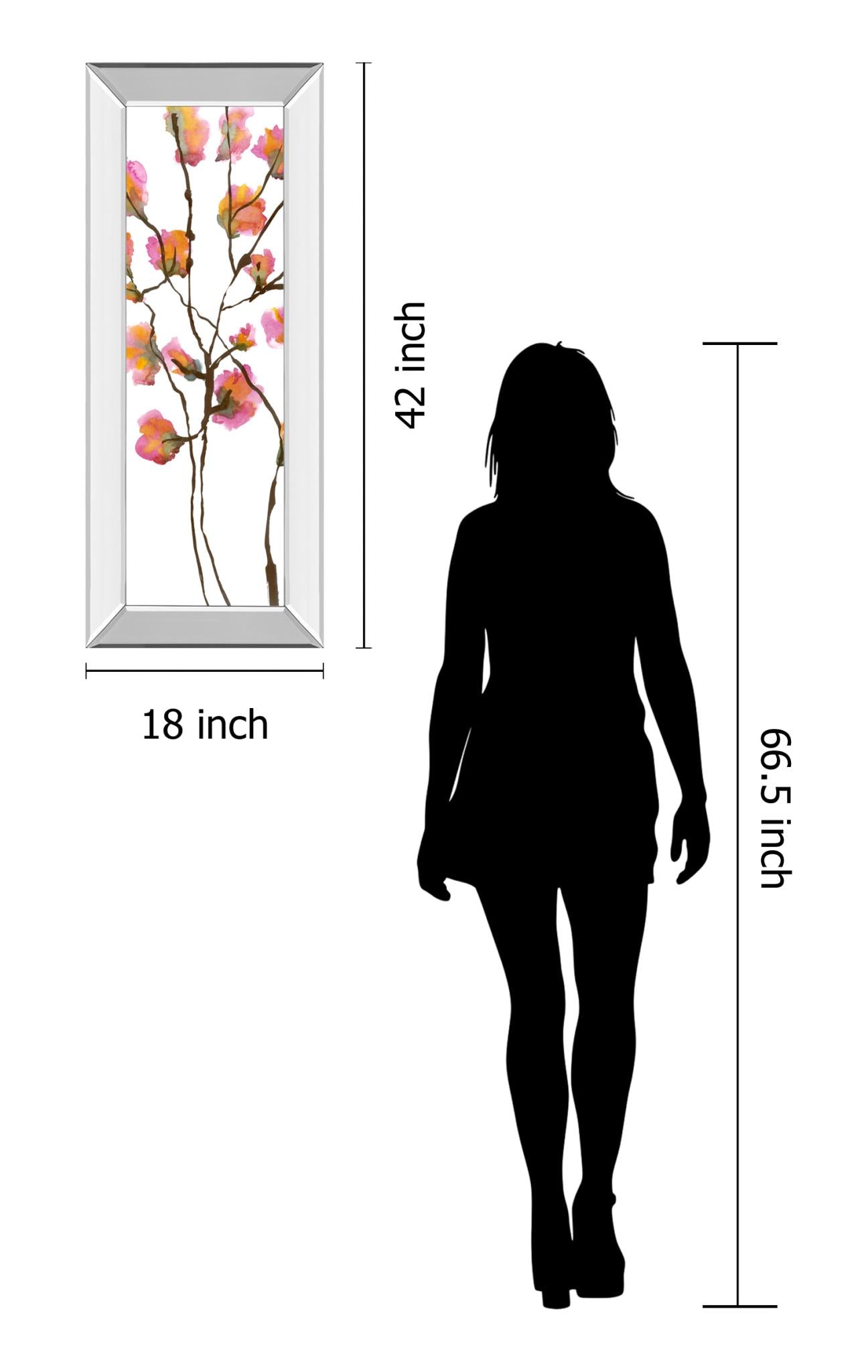 Mirrored Frame Inky Blossoms I By Deborah Velasquez 18X42 Mirror Frame Print