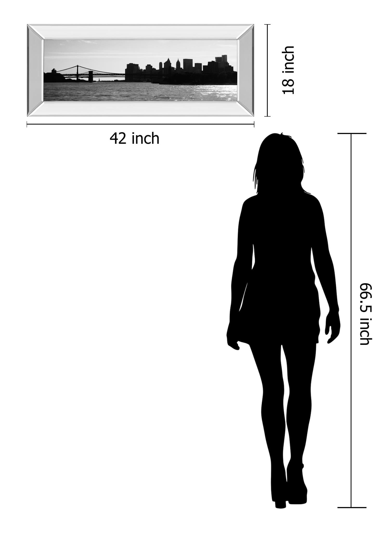 Mirrored Frame Ny Scenes I By Jeff Pica 18X42 Mirror Frame Print