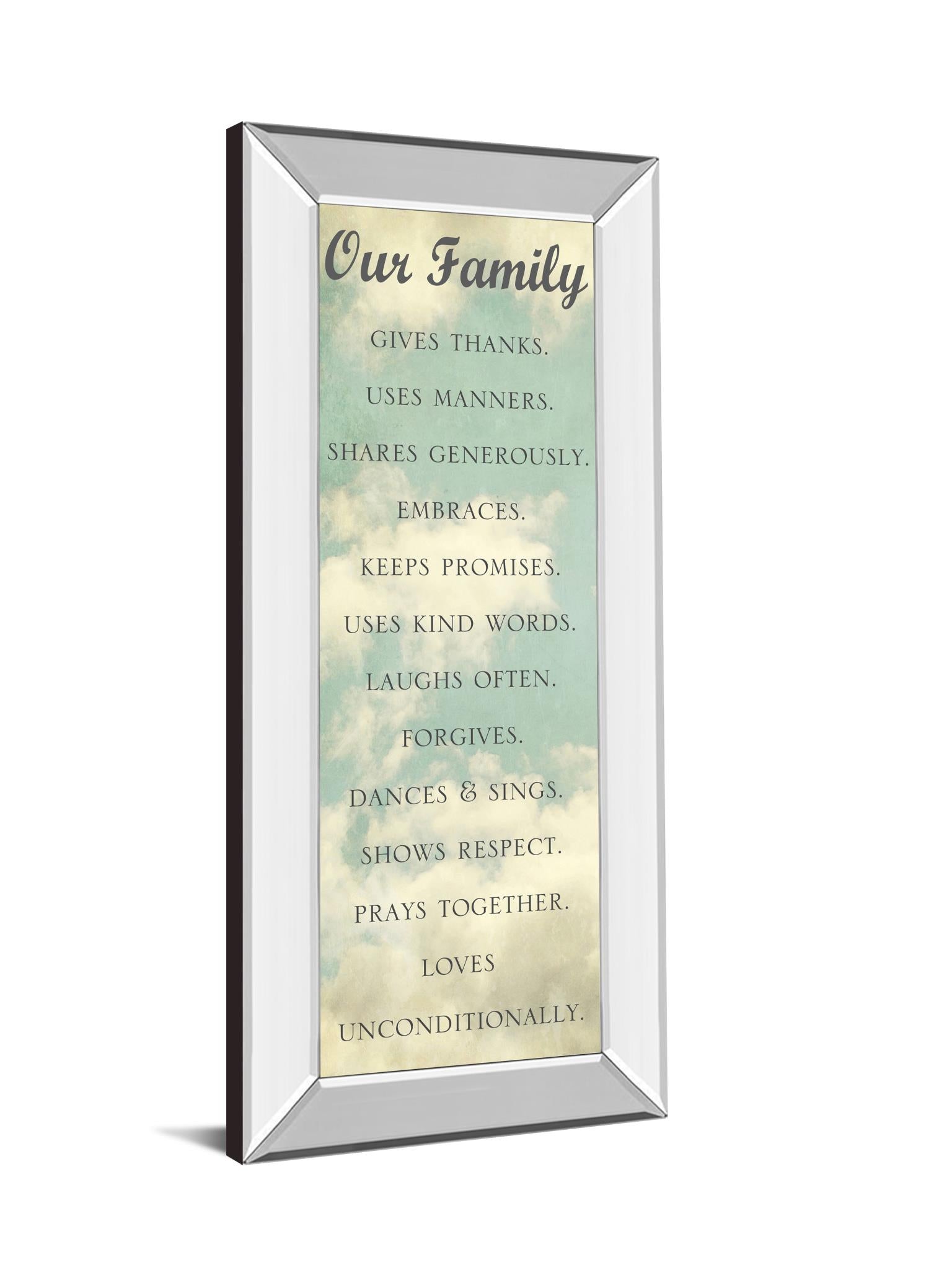 Mirrored Frame Our Family By Sarah Gardner 18X42 Mirror Frame Print