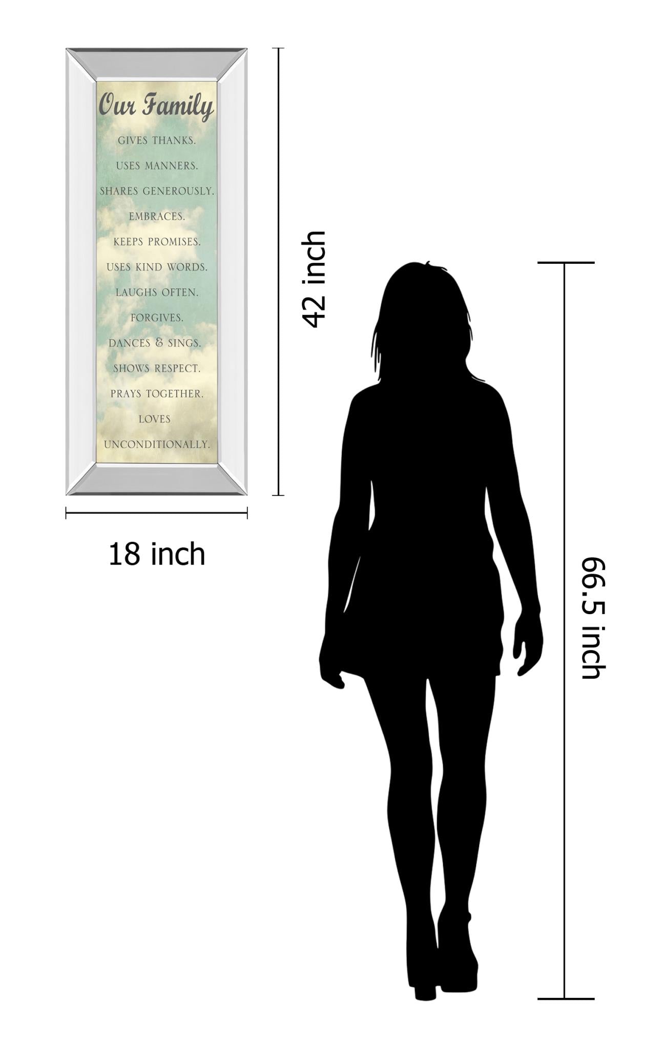 Mirrored Frame Our Family By Sarah Gardner 18X42 Mirror Frame Print