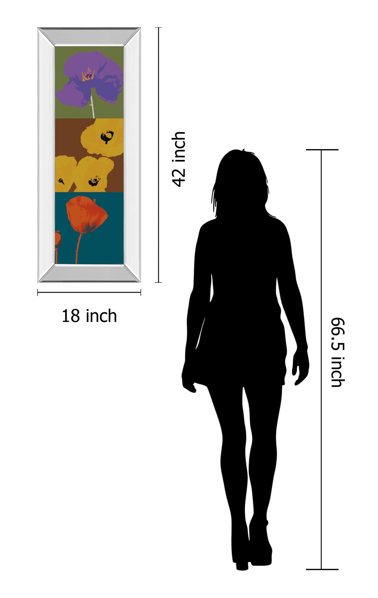 Mirrored Frame Pop Poppies By Li-Legger, D 18X42 Mirror Frame Print