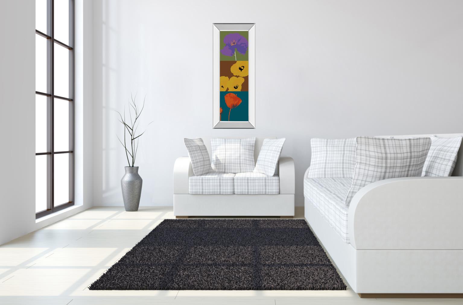 Mirrored Frame Pop Poppies By Li-Legger, D 18X42 Mirror Frame Print