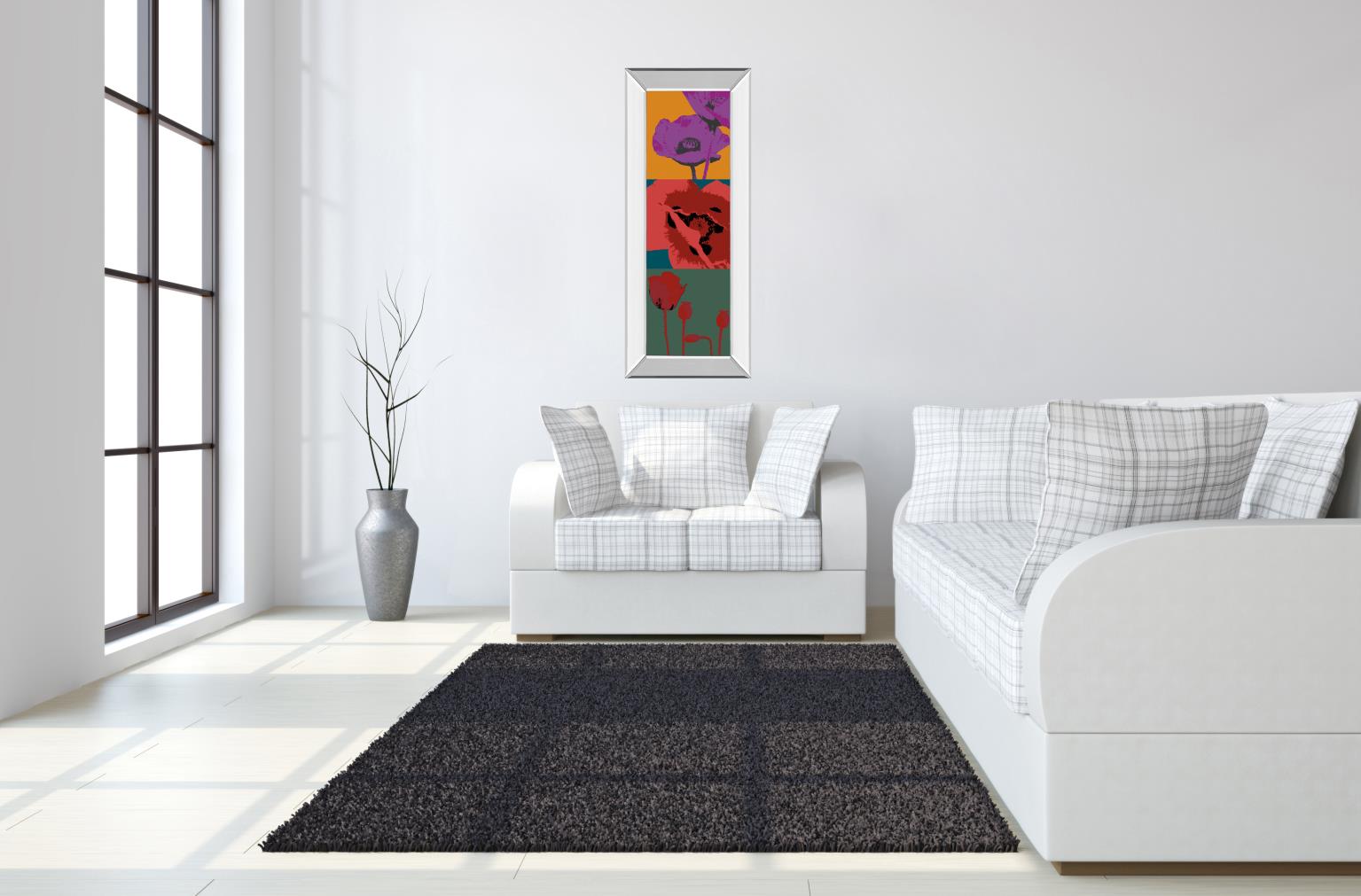 Mirrored Frame Pop Poppies By Li-Legger, D 18X42 Mirror Frame Print