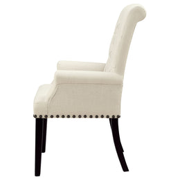 Alana Fabric Upholstered Dining Arm Chair Beige