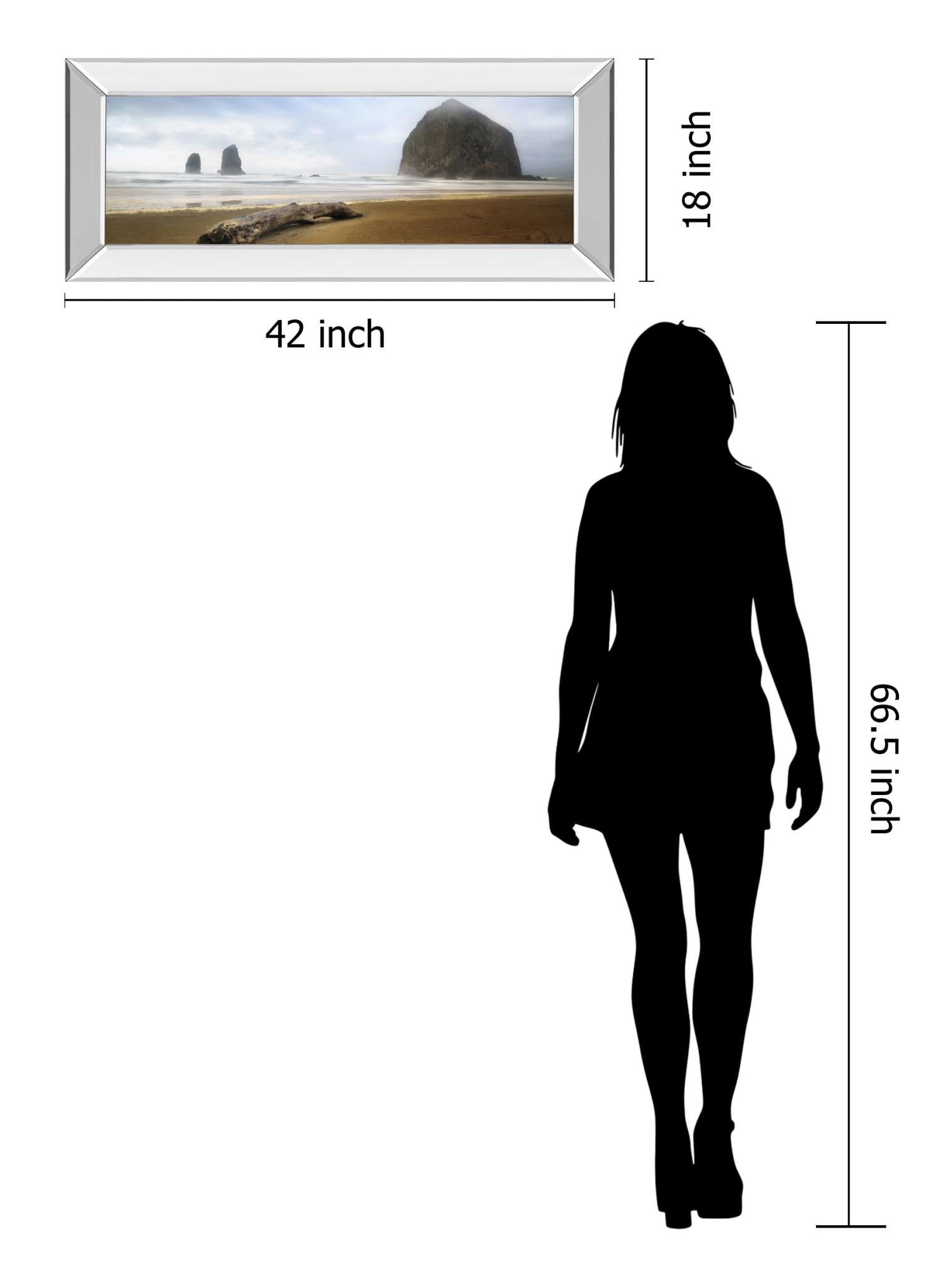 Mirrored Frame From Cannon Beach Ii By David Drost 18X42 Mirror Frame Print