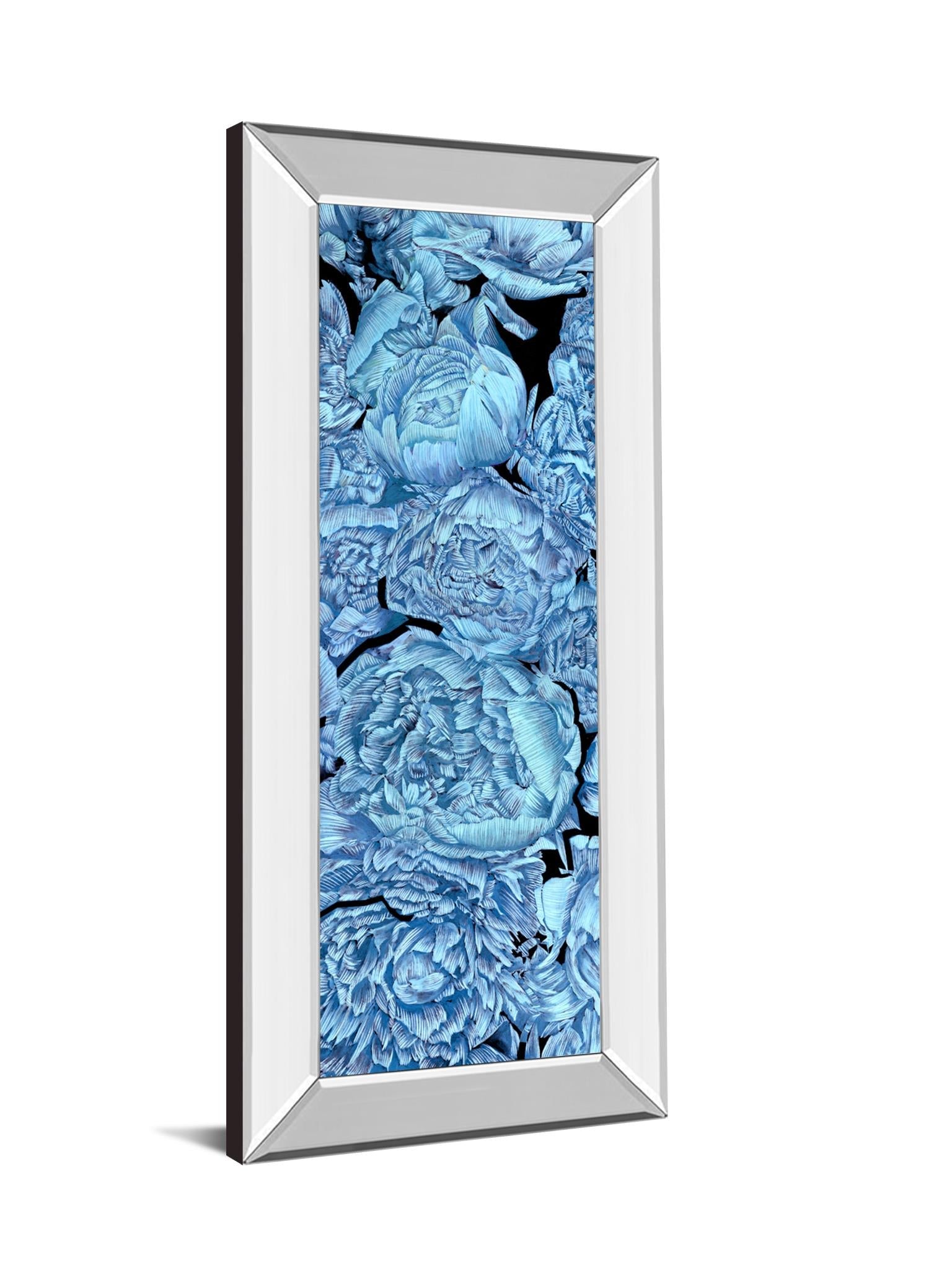Mirrored Frame Blue Peonies Ii By Melissa Wang 18X42 Mirror Frame Print