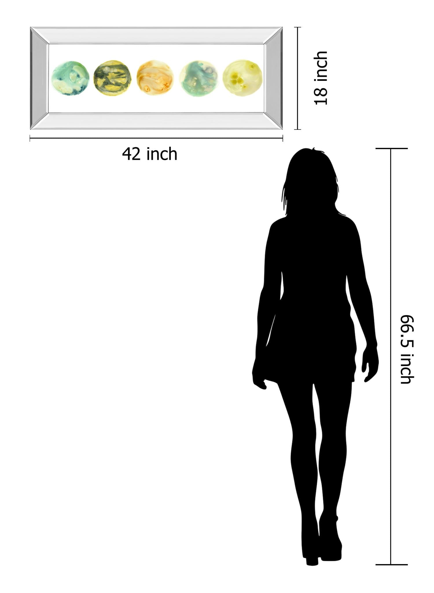 Mirrored Frame Planetary Vii By June Erica Vess 18X42 Mirror Frame Print