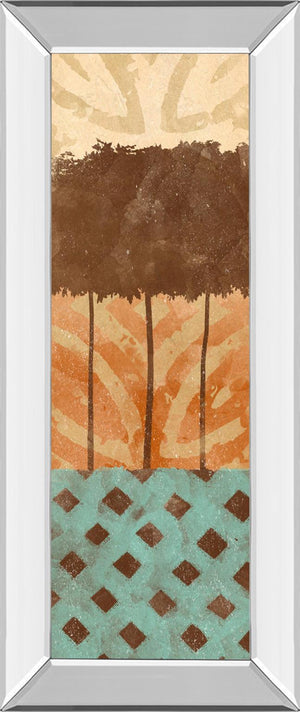 Mirrored Frame Tribal Trio Ii By Alonzo Saunders 18X42 Mirror Frame Print