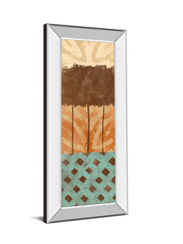 Mirrored Frame Tribal Trio Ii By Alonzo Saunders 18X42 Mirror Frame Print