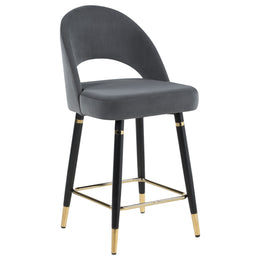Lindsey Velvet Upholstered Counter Chair Black (Set of 2)