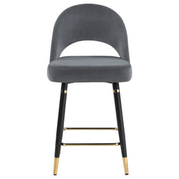 Lindsey Velvet Upholstered Counter Chair Black (Set of 2)