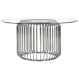 Veena  Round Glass Top Dining Table Set Chrome