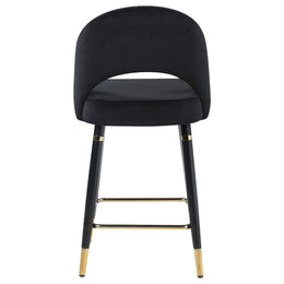Lindsey Velvet Upholstered Counter Chair Black (Set of 2)